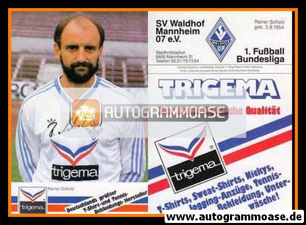 Autogramm Fussball | SV Waldhof Mannheim | 1986 Druck | Rainer SCHOLZ