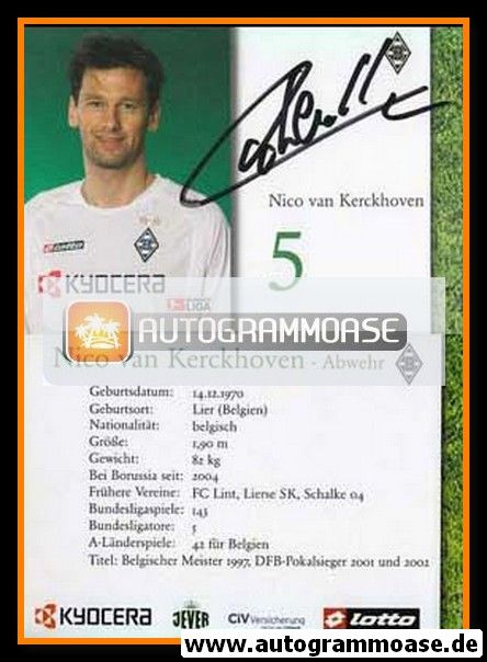 Autogramm Fussball | Borussia Mönchengladbach | 2004 | Nico VAN KERCKHOVEN (2)