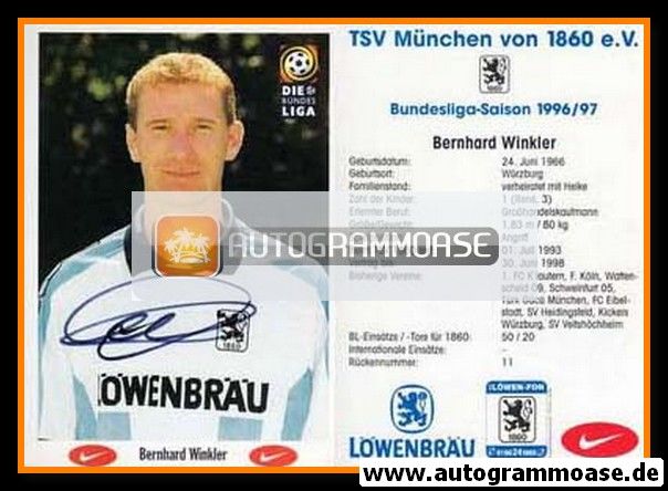 Autogramm Fussball | TSV 1860 München | 1996 | Bernhard WINKLER