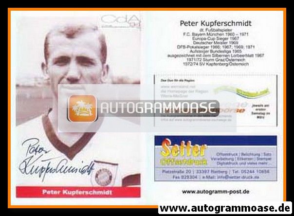 Autogramm Fussball | FC Bayern München | 1960er Retro | Peter KUPFERSCHMIDT (Portrait Color)