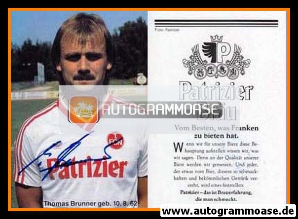 Autogramm Fussball | 1. FC Nürnberg | 1986 | Thomas BRUNNER