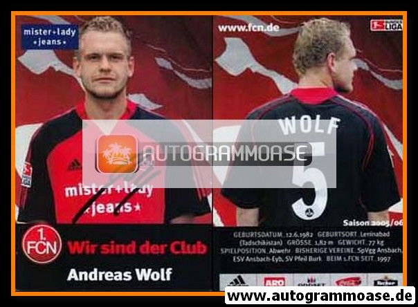 Autogramm Fussball | 1. FC Nürnberg | 2005 | Andreas WOLF