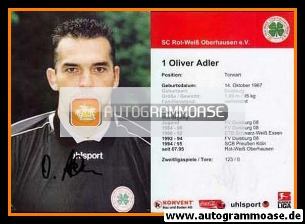Autogramm Fussball | Rot-Weiss Oberhausen | 2002 | Oliver ADLER