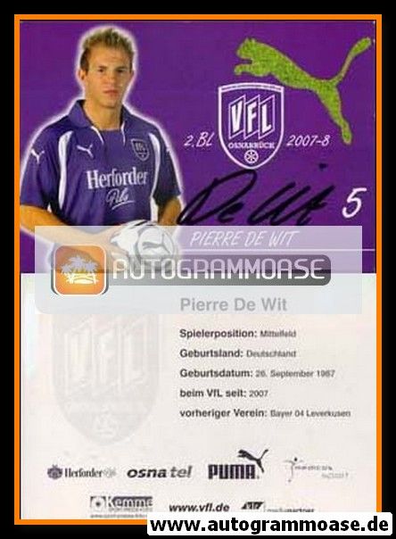 Autogramm Fussball | VfL Osnabrück | 2007 | Pierre DE WIT