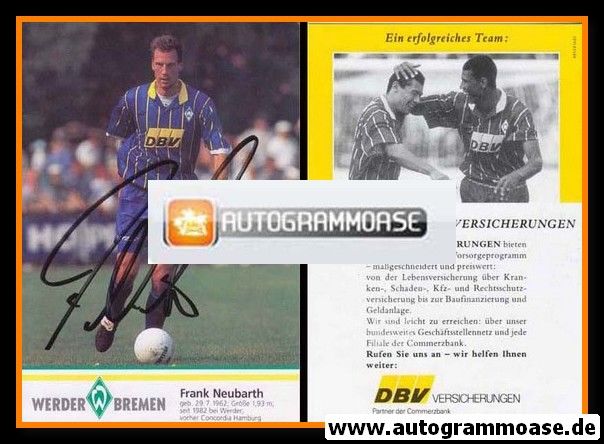 Autogramm Fussball | SV Werder Bremen | 1995 | Frank NEUBARTH