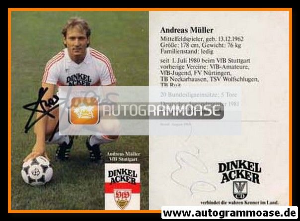 Autogramm Fussball | VfB Stuttgart | 1984 | Andreas MÜLLER