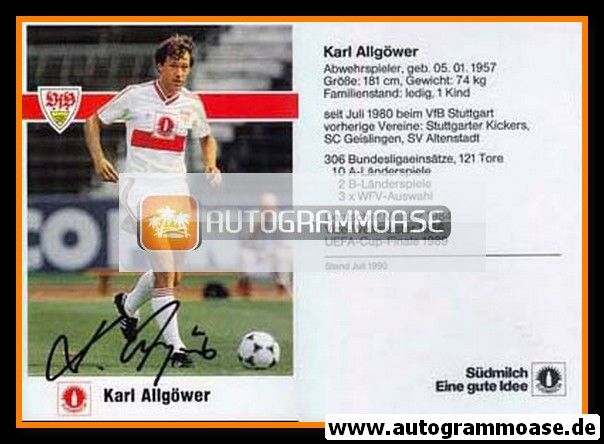 Autogramm Fussball | VfB Stuttgart | 1990 | Karl ALLGÖWER (1)