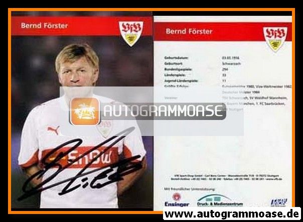 Autogramm Fussball | VfB Stuttgart | 2008 | Bernd FÖRSTER