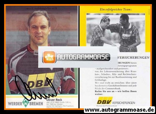 Autogramm Fussball | SV Werder Bremen | 1995 | Oliver RECK