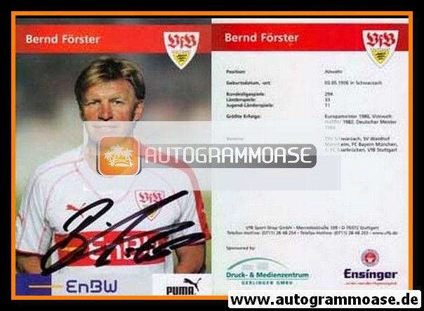 Autogramm Fussball | VfB Stuttgart | 2005 | Bernd FÖRSTER