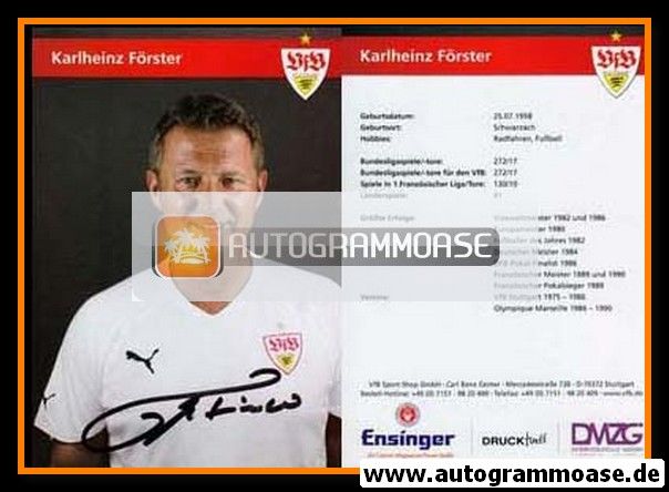 Autogramm Fussball | VfB Stuttgart | 2000er TM | Karl-Heinz FÖRSTER