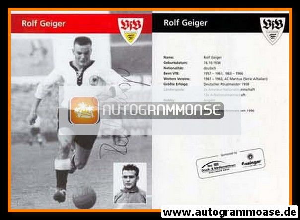 Autogramm Fussball | VfB Stuttgart | 1950er Retro | Rolf GEIGER (Collage SW)