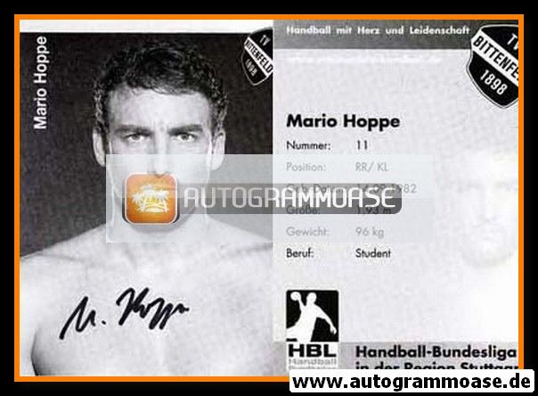 Autogramm Handball | TV Bittenfeld 1898 | 2007 | Mario HOPPE