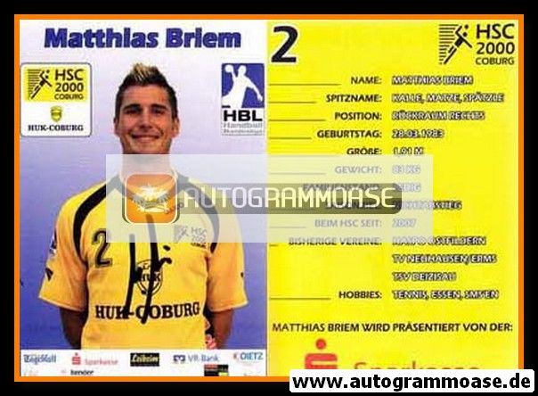 Autogramm Handball | HSC 2000 Coburg | 2007 | Matthias BRIEM