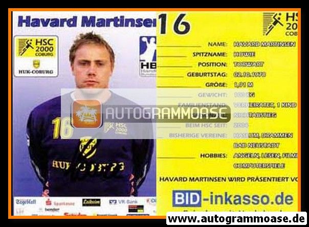Autogramm Handball | HSC 2000 Coburg | 2007 | Havard MARTINSEN