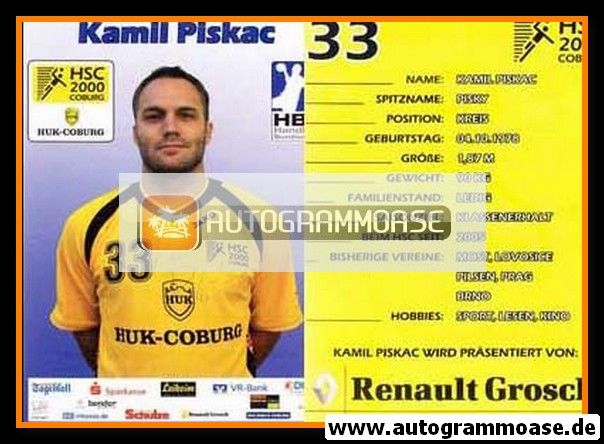 Autogramm Handball | HSC 2000 Coburg | 2007 | Kamil PISKAC