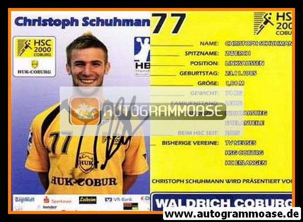 Autogramm Handball | HSC 2000 Coburg | 2007 | Christoph SCHUHMANN