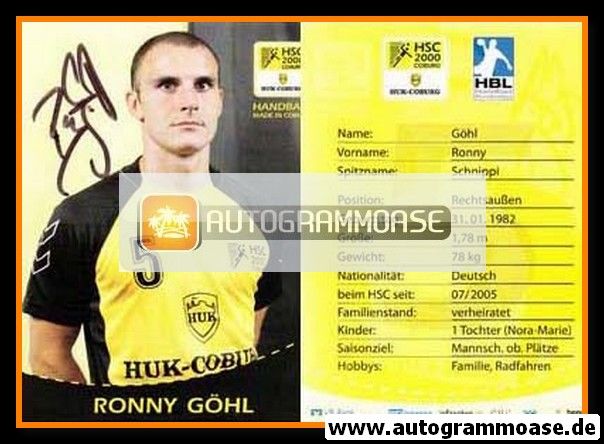 Autogramm Handball | HSC 2000 Coburg | 2009 | Ronny GÖHL