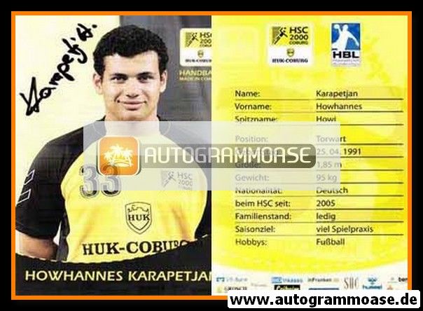Autogramm Handball | HSC 2000 Coburg | 2009 | Howhannes KARAPETJAN
