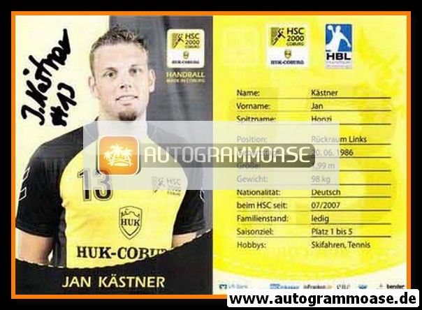 Autogramm Handball | HSC 2000 Coburg | 2009 | Jan KÄSTNER