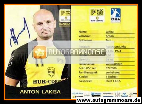 Autogramm Handball | HSC 2000 Coburg | 2009 | Anton LAKISA