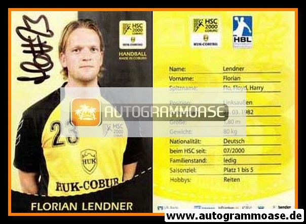 Autogramm Handball | HSC 2000 Coburg | 2009 | Florian LENDNER