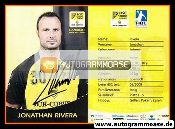 Autogramm Handball | HSC 2000 Coburg | 2009 | Jonathan RIVERA