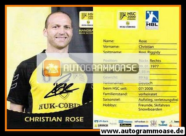 Autogramm Handball | HSC 2000 Coburg | 2009 | Christian ROSE