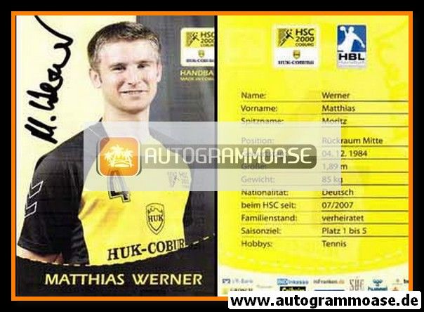 Autogramm Handball | HSC 2000 Coburg | 2009 | Matthias WERNER