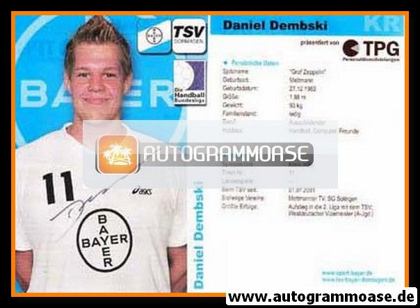 Autogramm Handball | TSV Bayer Dormagen | 2003 | Daniel DEMBSKI