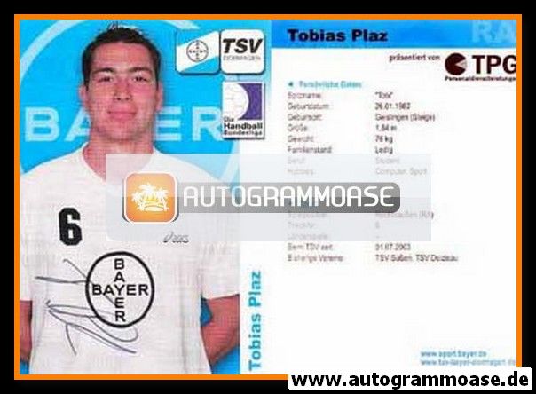 Autogramm Handball | TSV Bayer Dormagen | 2003 | Tobias PLAZ