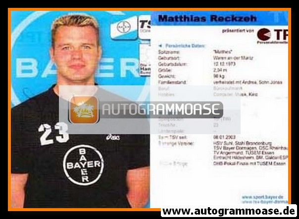 Autogramm Handball | TSV Bayer Dormagen | 2003 | Matthias RECKZEH