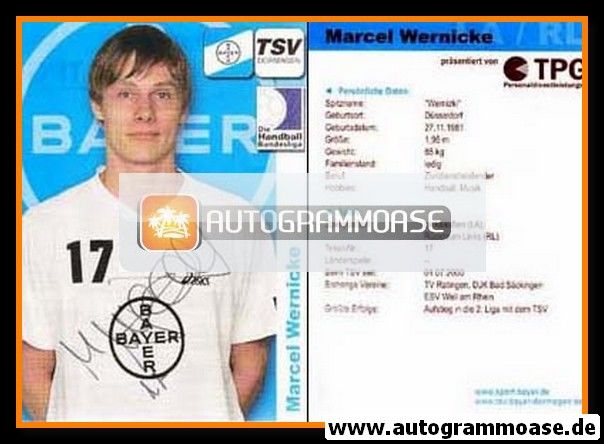 Autogramm Handball | TSV Bayer Dormagen | 2003 | Marcel WERNICKE