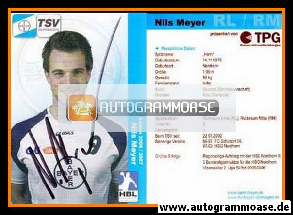 Autogramm Handball | TSV Bayer Dormagen | 2006 | Nils MEYER