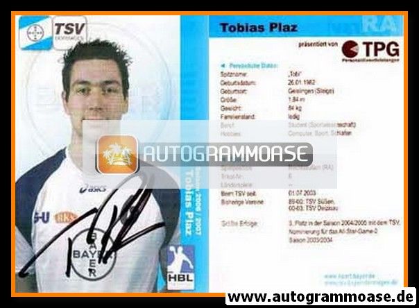 Autogramm Handball | TSV Bayer Dormagen | 2006 | Tobias PLAZ