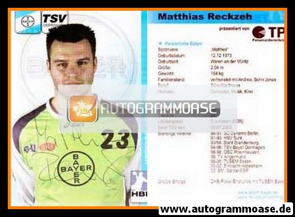 Autogramm Handball | TSV Bayer Dormagen | 2006 | Matthias RECKZEH