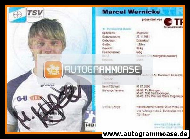 Autogramm Handball | TSV Bayer Dormagen | 2006 | Marcel WERNICKE