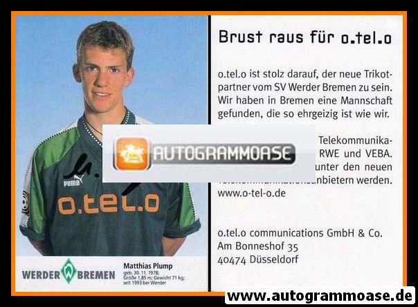 Autogramm Fussball | SV Werder Bremen | 1997 blau | Matthias PLUMP