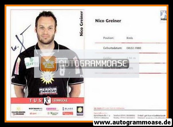 Autogramm Handball | TuS N-Lübbecke | 2000er Merkur | Nico GREINER