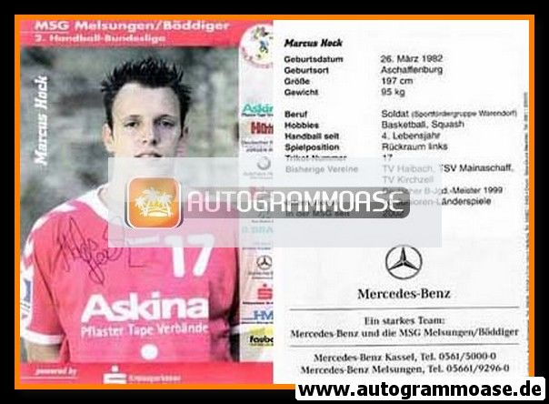 Autogramm Handball | MT Melsungen | 2003 | Marcus HOCK