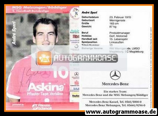 Autogramm Handball | MT Melsungen | 2003 | Andre SPERL
