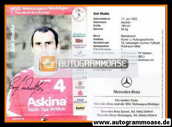 Autogramm Handball | MT Melsungen | 2003 | Erik WUDTKE