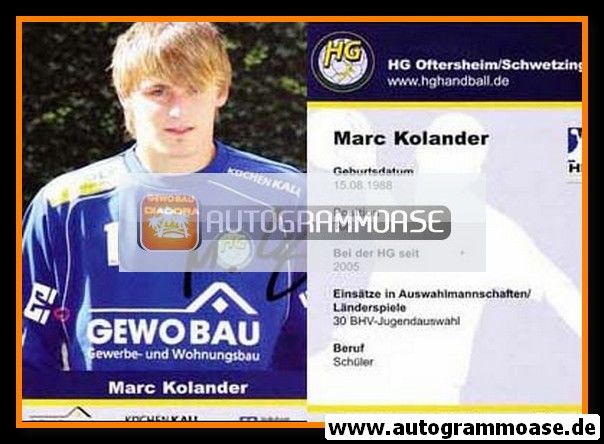 Autogramm Handball | HG Oftersheim/Schwetzingen | 2005 | Marc KOLANDER