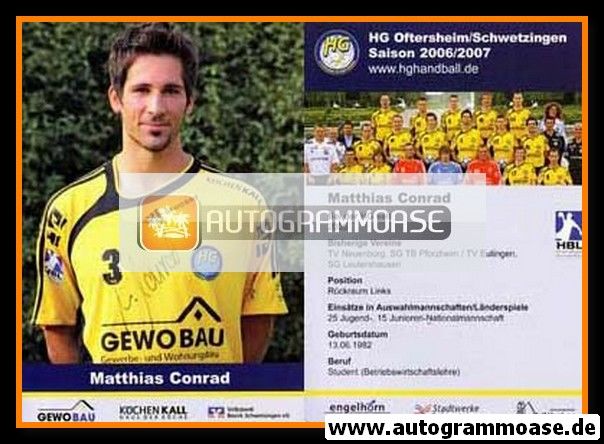 Autogramm Handball | HG Oftersheim/Schwetzingen | 2006 | Matthias CONRAD