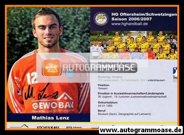 Autogramm Handball | HG Oftersheim/Schwetzingen | 2006 | Matthias LENZ