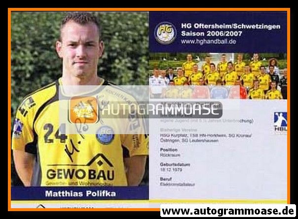 Autogramm Handball | HG Oftersheim/Schwetzingen | 2006 | Matthias POLIFKA
