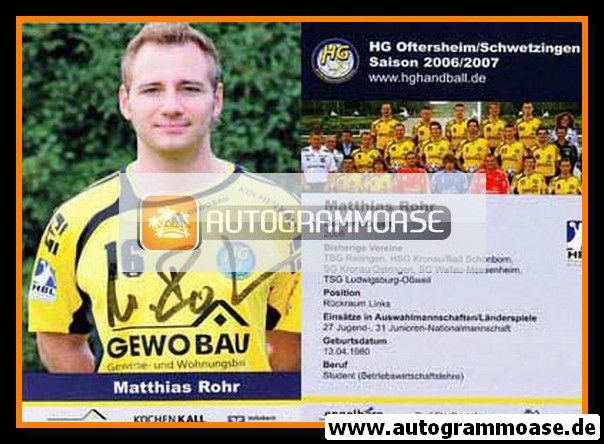 Autogramm Handball | HG Oftersheim/Schwetzingen | 2006 | Matthias ROHR