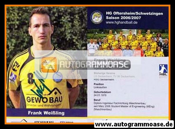 Autogramm Handball | HG Oftersheim/Schwetzingen | 2006 | Frank WEISSLING