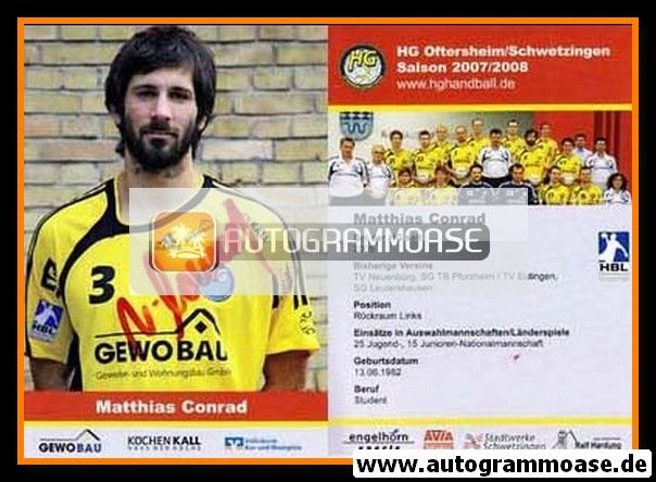 Autogramm Handball | HG Oftersheim/Schwetzingen | 2007 | Matthias CONRAD