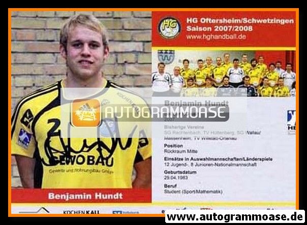 Autogramm Handball | HG Oftersheim/Schwetzingen | 2007 | Benjamin HUNDT